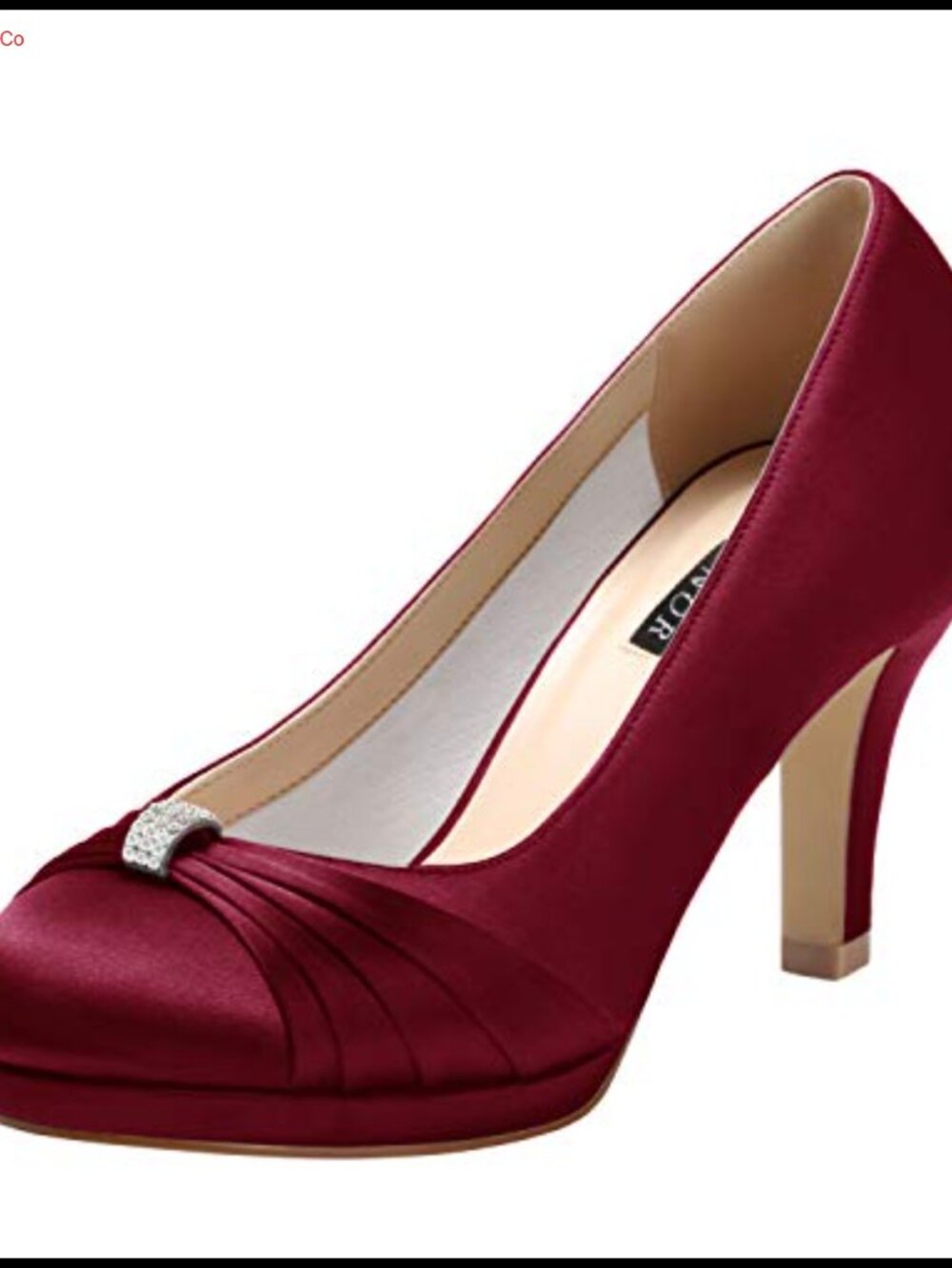 Women Comfortable Mid Heel Pumps Closed Toe Rhinestones Brooch Satin Evening
